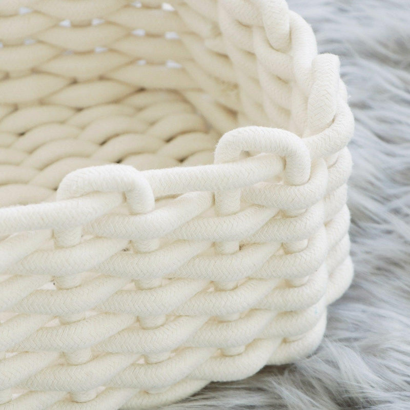 ロープ編みバスケット ホワイト
